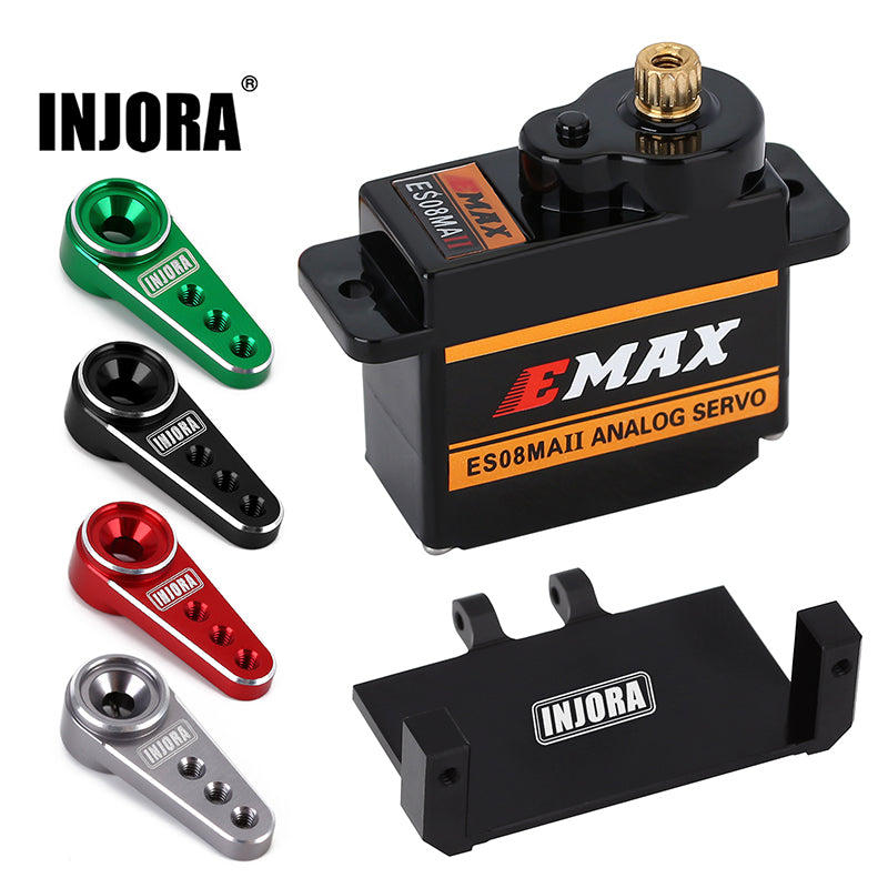 INJORA EMax ES08MA II 12g Analog Metal Gear Servo with Mount & Arm for  Axial SCX24 AX24