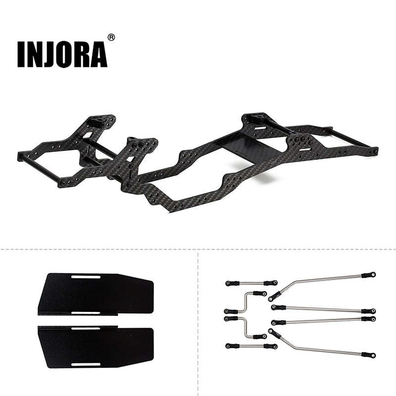 INJORA LCG Carbon Fiber Chassis Kit Frame Girder for 1/10 Axial SCX10 &  SCX10 II