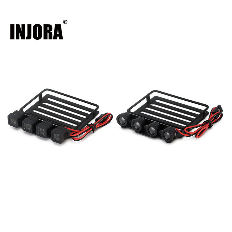 INJORA Luggage Carrier Roof Rack With Spotlights For Axial SCX24 Jeep