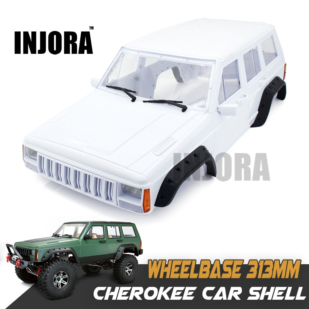 INJORA 313mm 12.3 Wheelbase Jeep Cherokee Unpainted Body Shell for Axial SCX10 SCX10 II 90046 90047